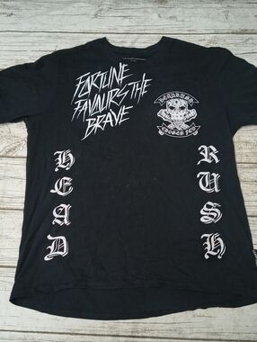 Headrush Fortune Favours The Brave Double Sided T Shirt Size Large